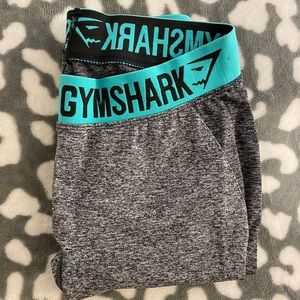 Gymshark Flex Leggings- Charcoal Marl/ Turquoise
